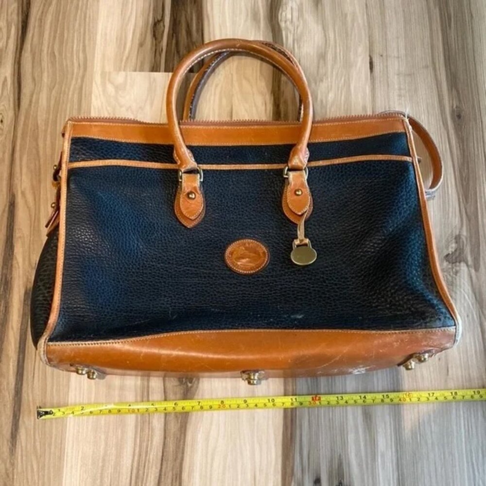 🎥 Vintage ♡ Dooney & Bourke ♡ All Weather Leather Briefcase / Messenger Bag - Picture 3 of 16
